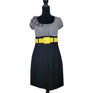 BCX Black White Stripe Cap Sleeve Casual Dress Size 11